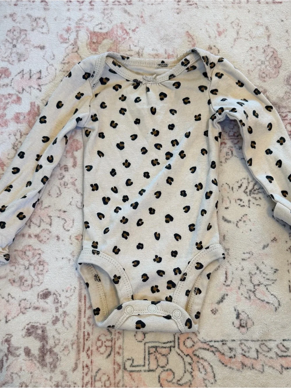 Carter's Cream Long-Sleeve Leopard Print Bodysuit Onesie